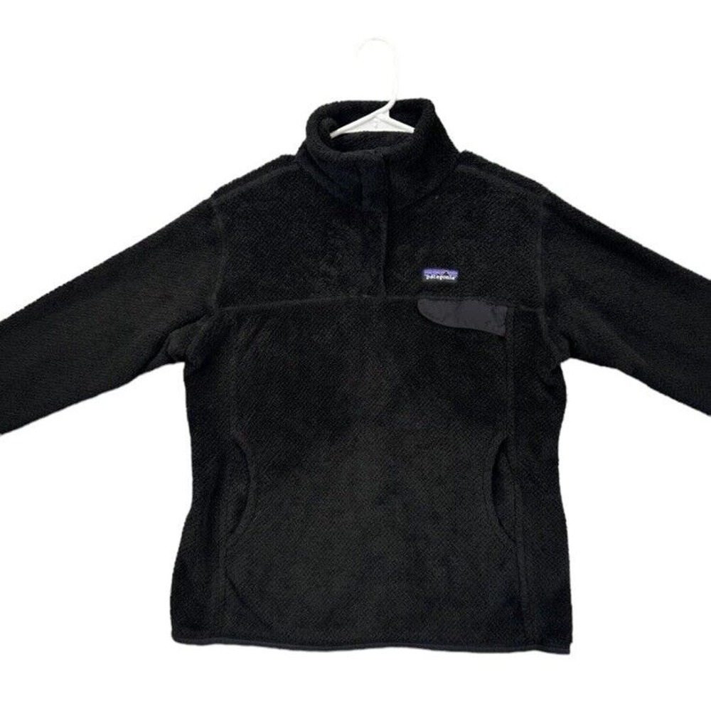 Patagonia Jacket Womens Large Polartec Therma Pro Black Snap-T Pullover Fleece